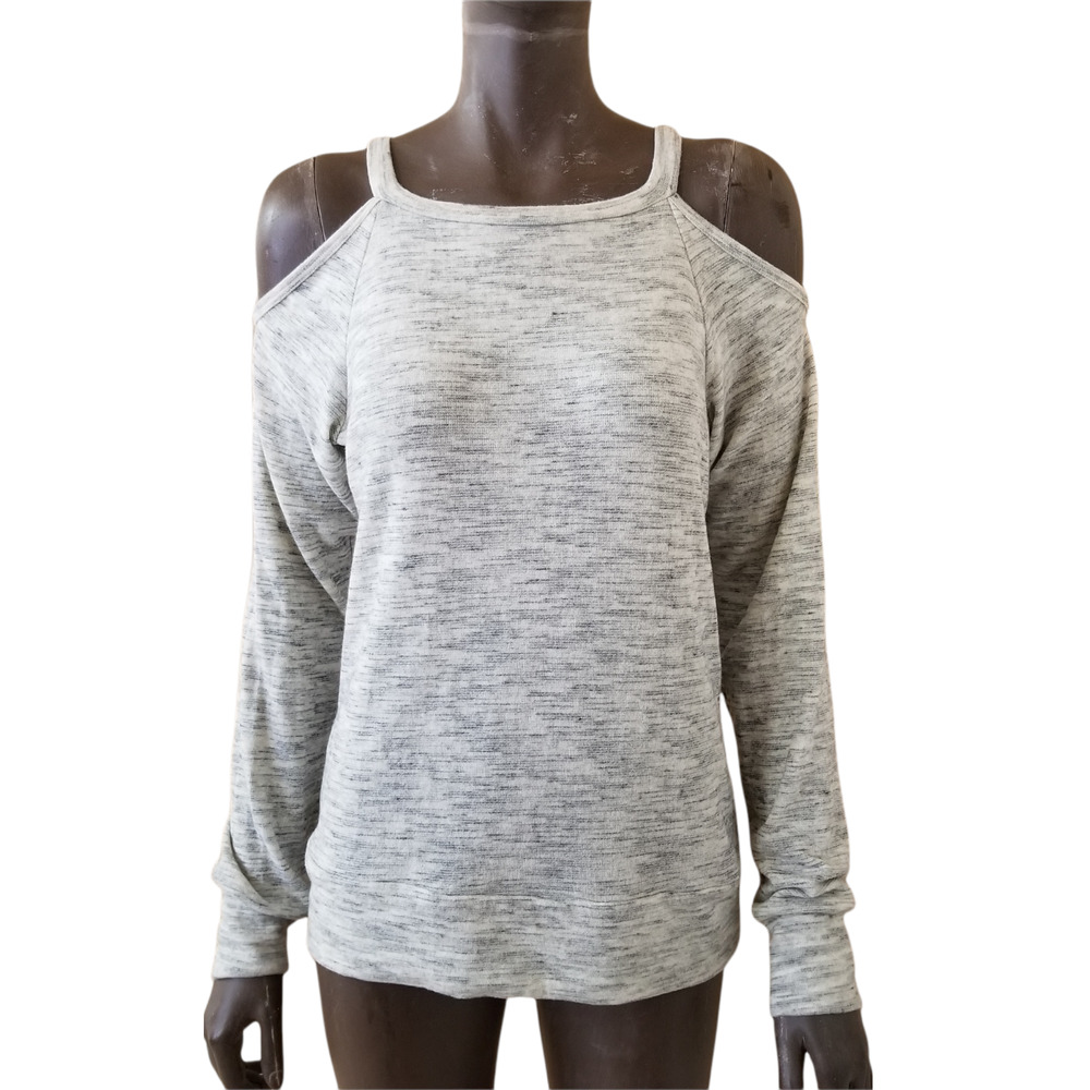 Go Couture Heather Gray Cold Shoulder Sweatshirt